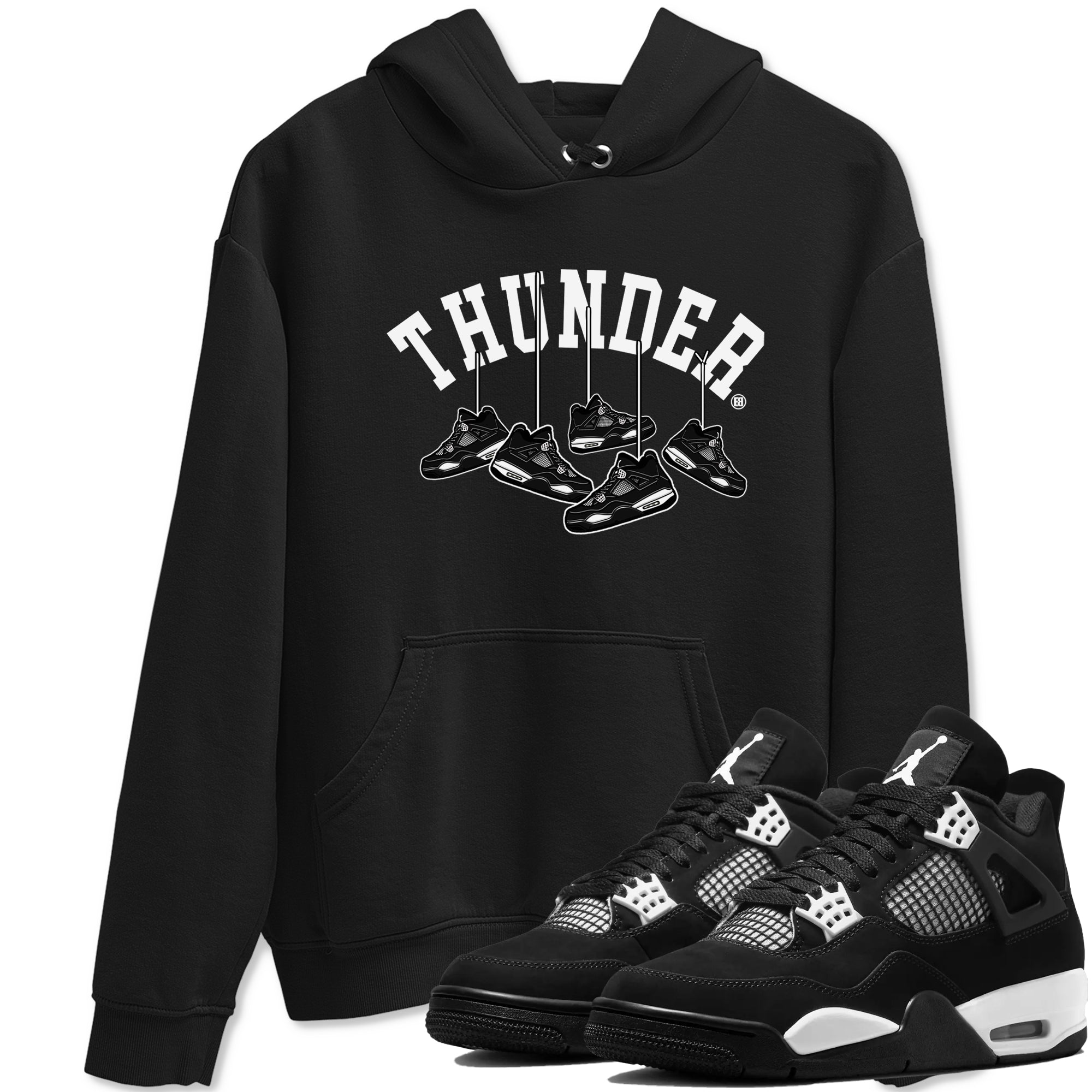 Hanging Sneakers Sneaker Tees - Air Jordan 4 White Thunder