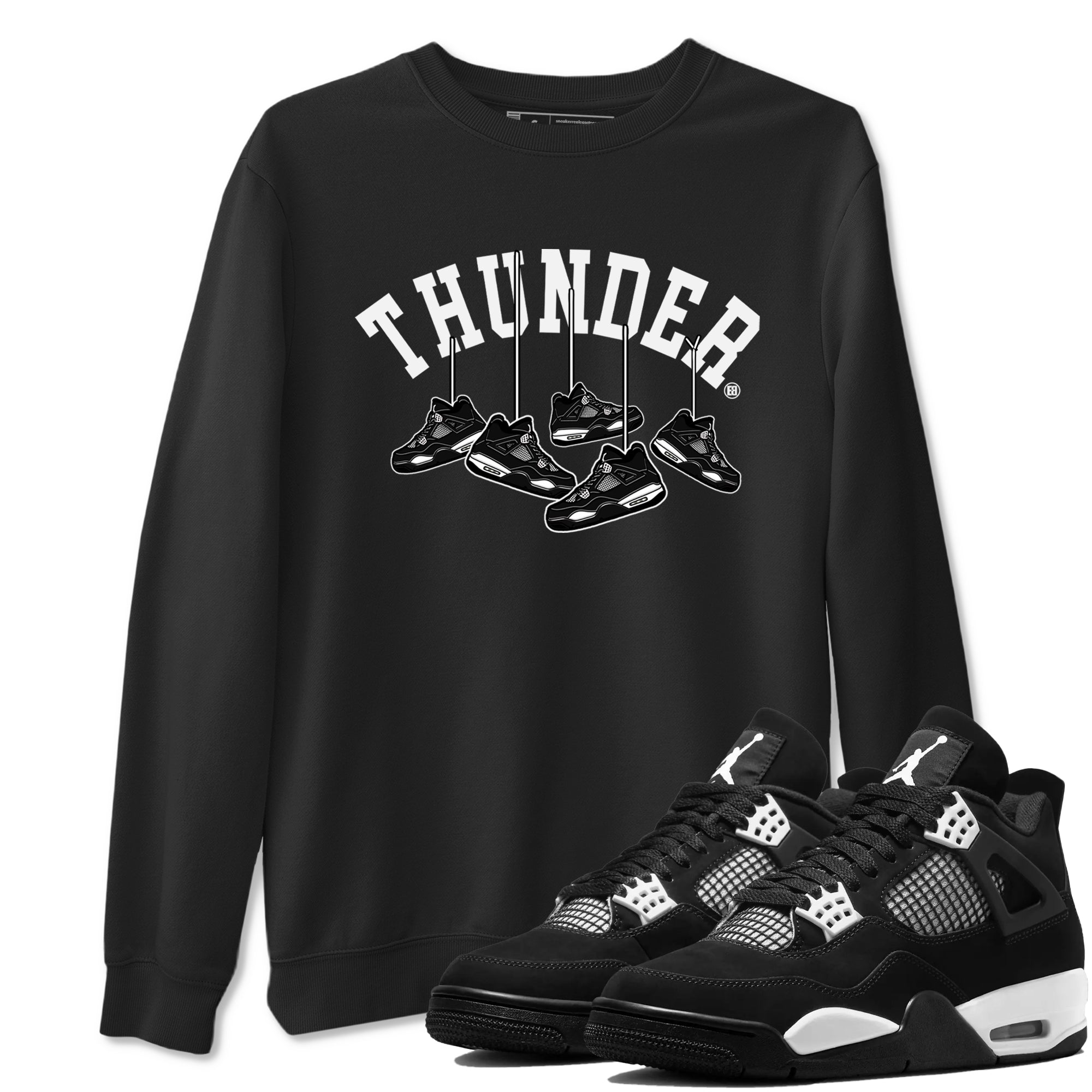 Hanging Sneakers Sneaker Tees - Air Jordan 4 White Thunder