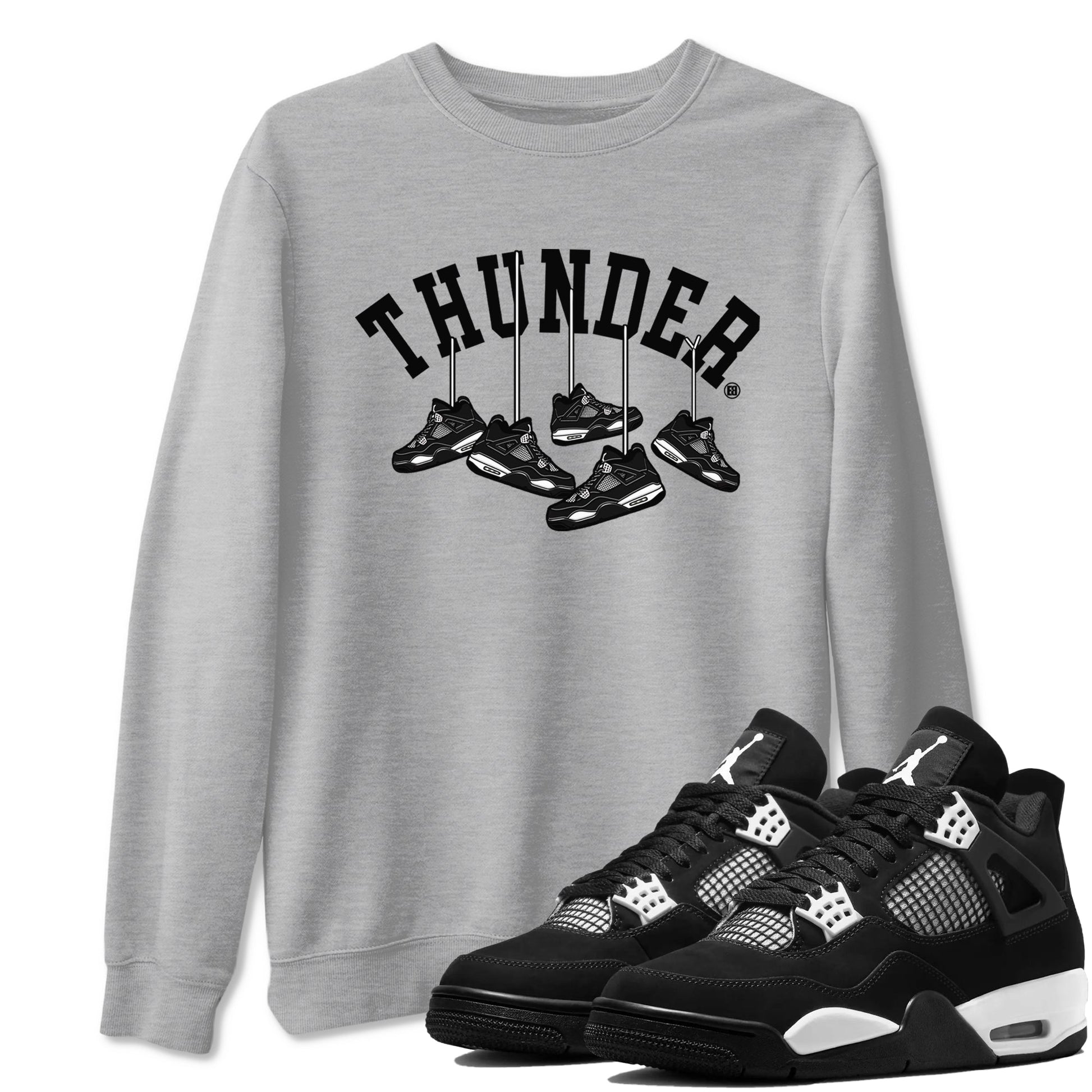 Hanging Sneakers Sneaker Tees - Air Jordan 4 White Thunder