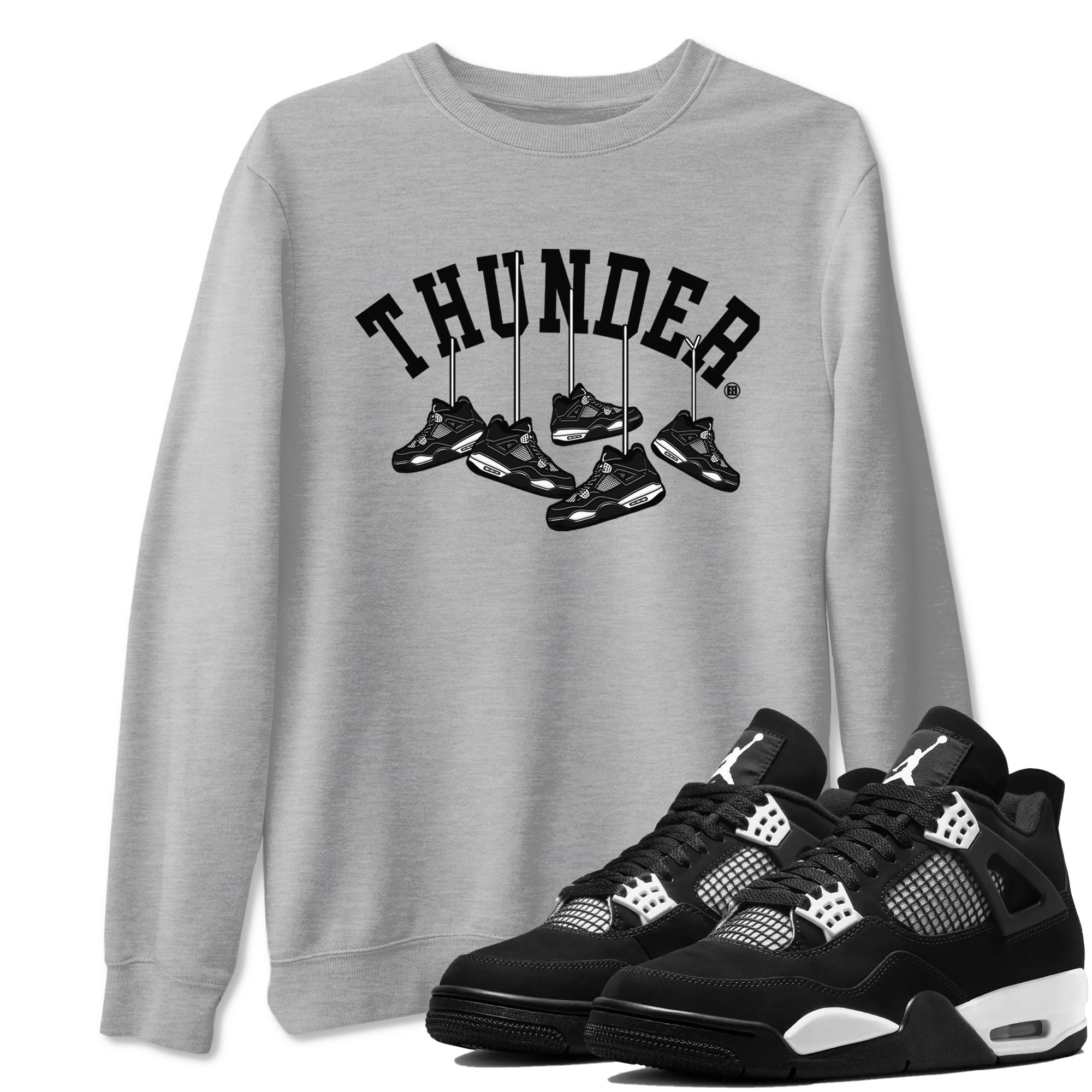 Hanging Sneakers Sneaker Tees - Air Jordan 4 White Thunder