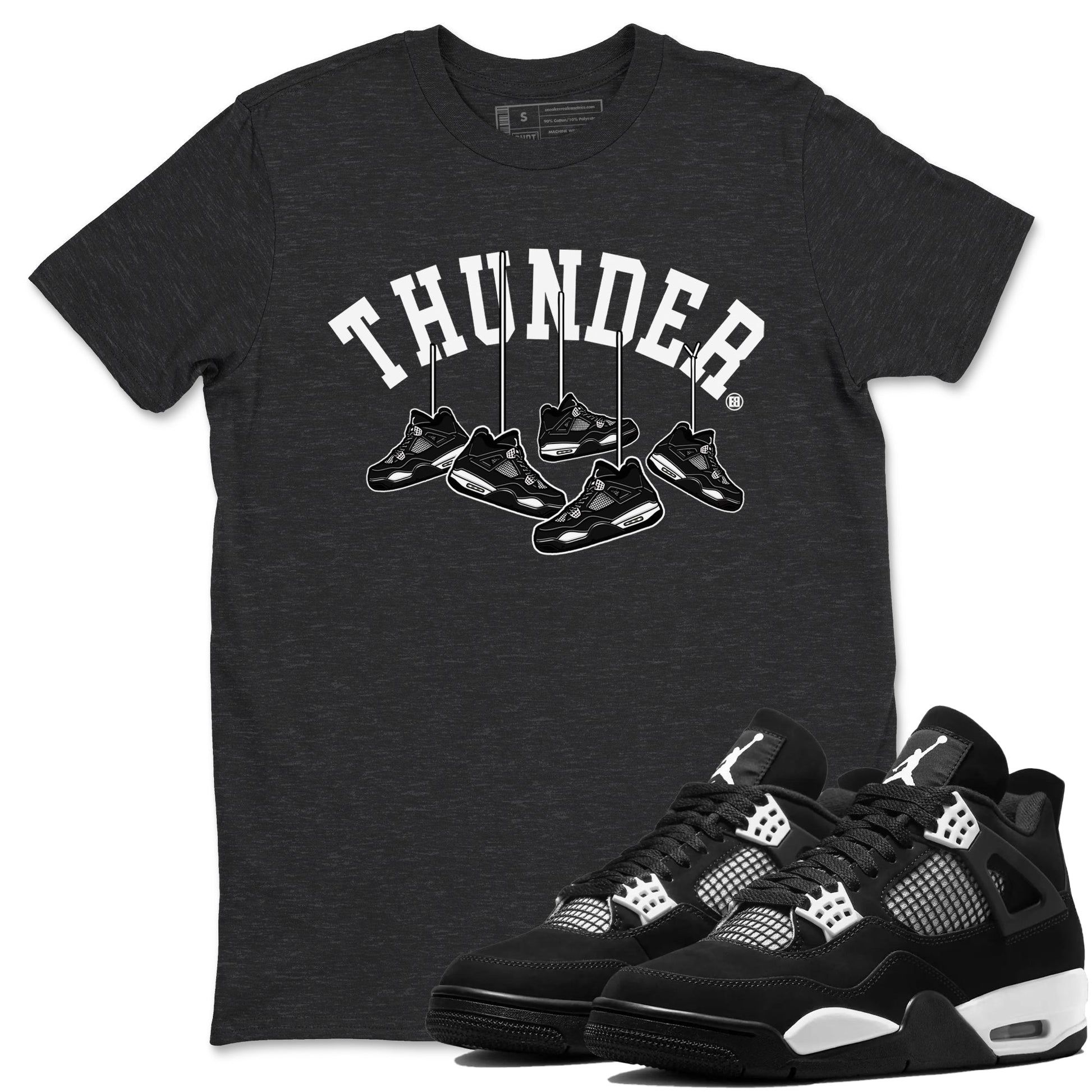 Hanging Sneakers Sneaker Tees - Air Jordan 4 White Thunder