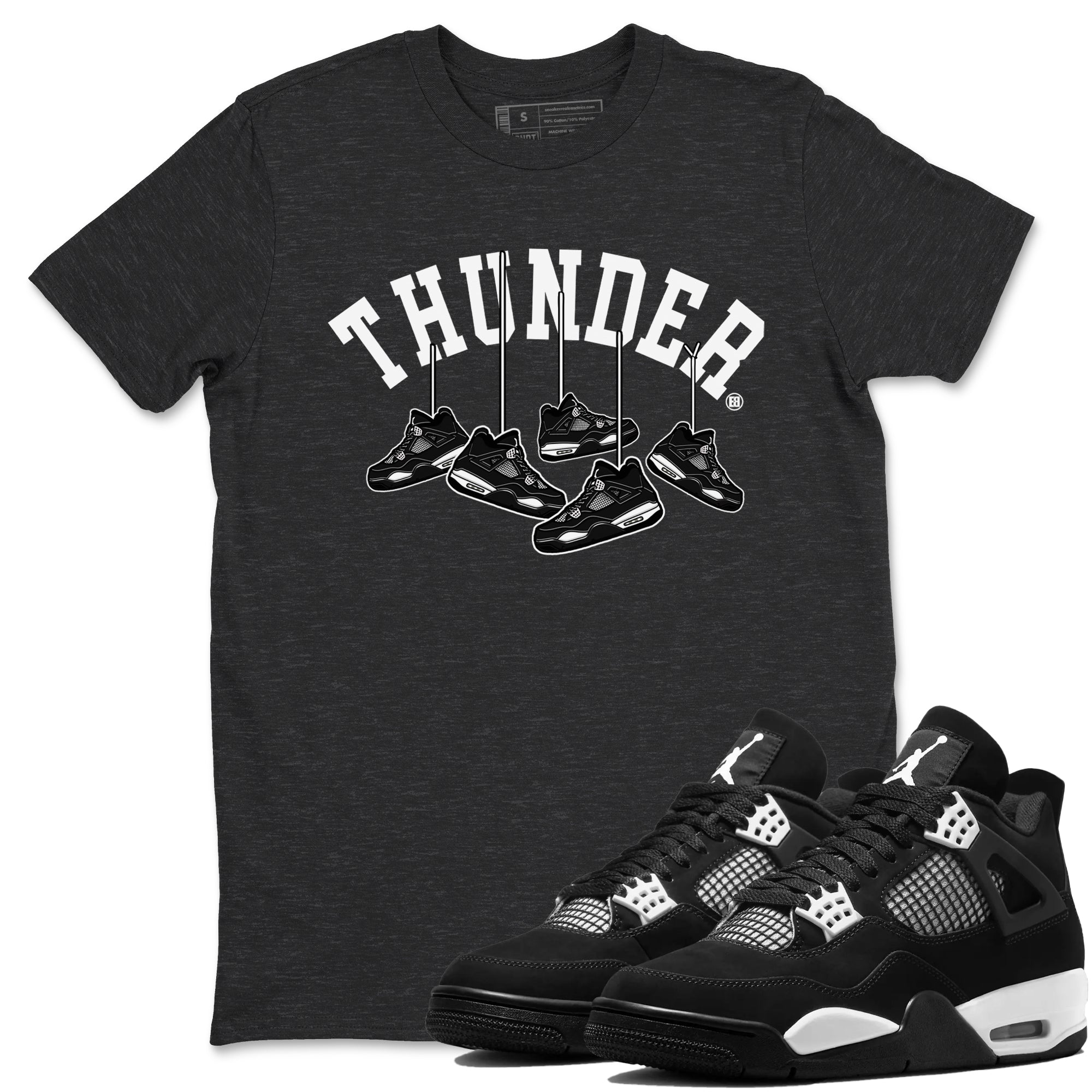 Hanging Sneakers Sneaker Tees - Air Jordan 4 White Thunder