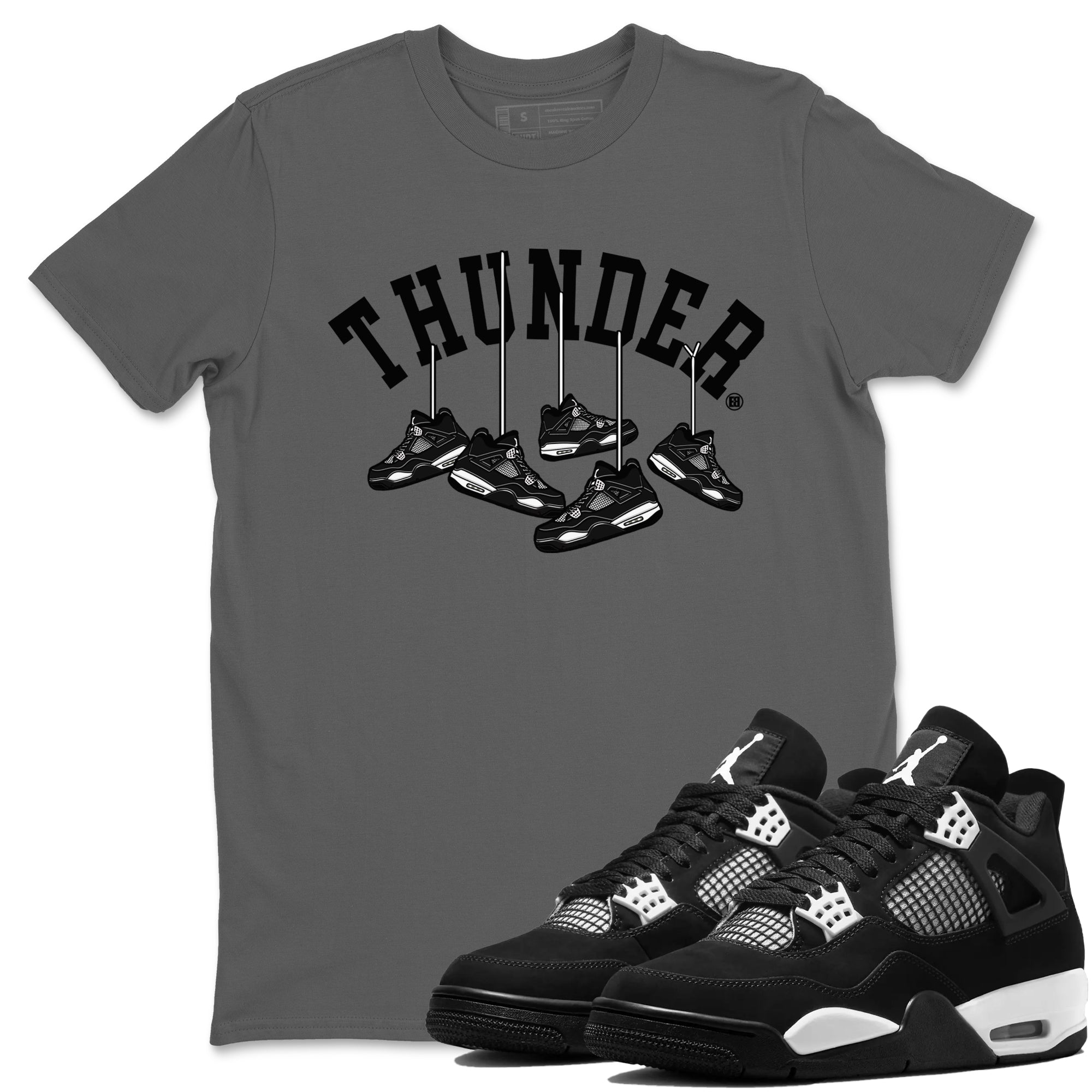 Hanging Sneakers Sneaker Tees - Air Jordan 4 White Thunder
