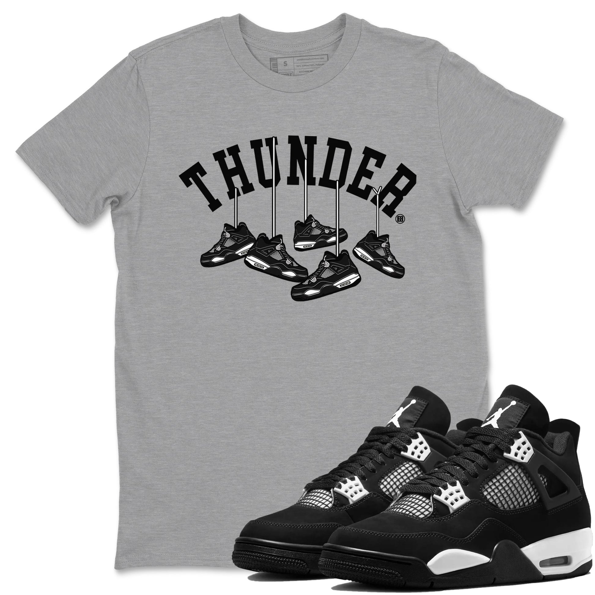 Hanging Sneakers Sneaker Tees - Air Jordan 4 White Thunder