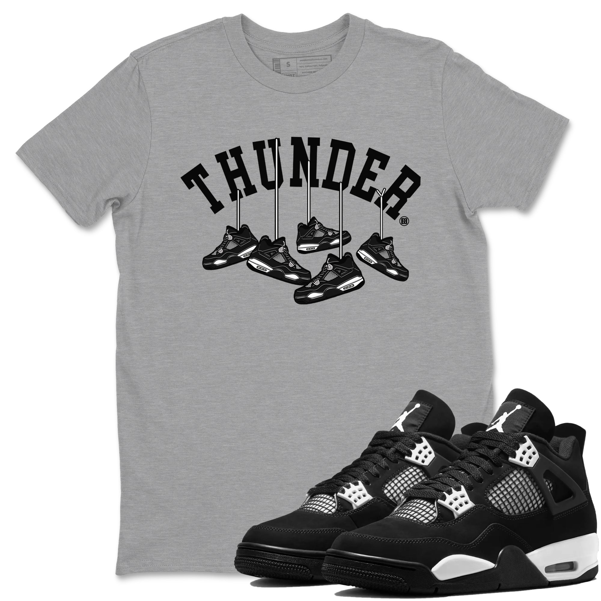 Hanging Sneakers Sneaker Tees - Air Jordan 4 White Thunder