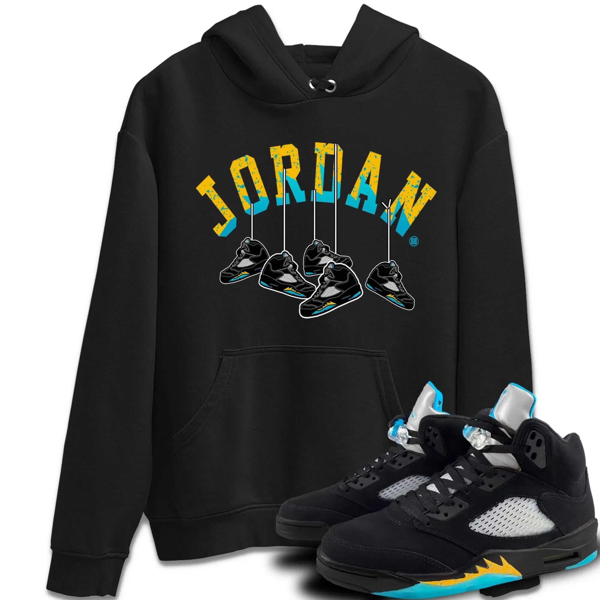 Hanging Sneakers Unisex Tops - Air Jordan 5 Aqua