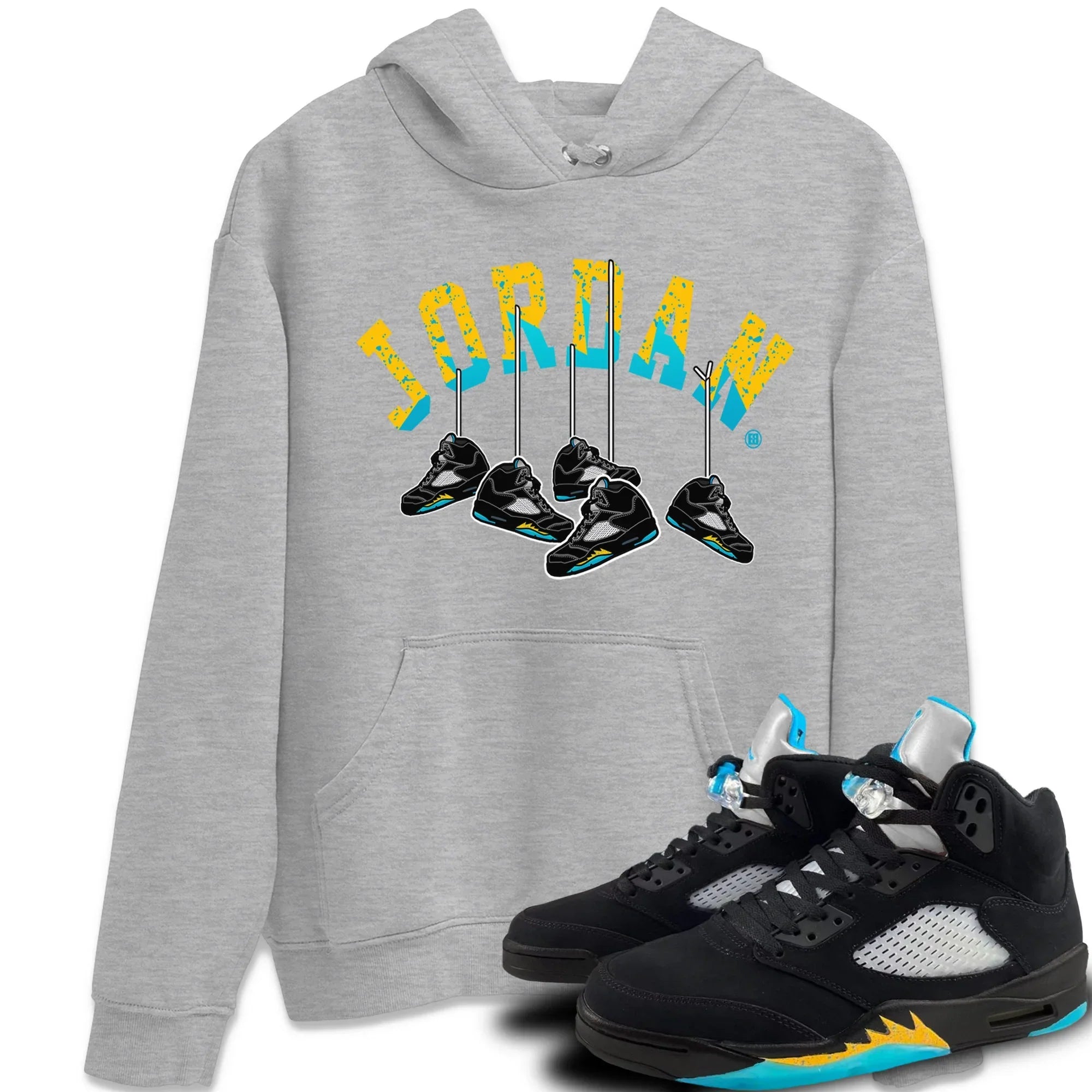 Hanging Sneakers Unisex Tops - Air Jordan 5 Aqua