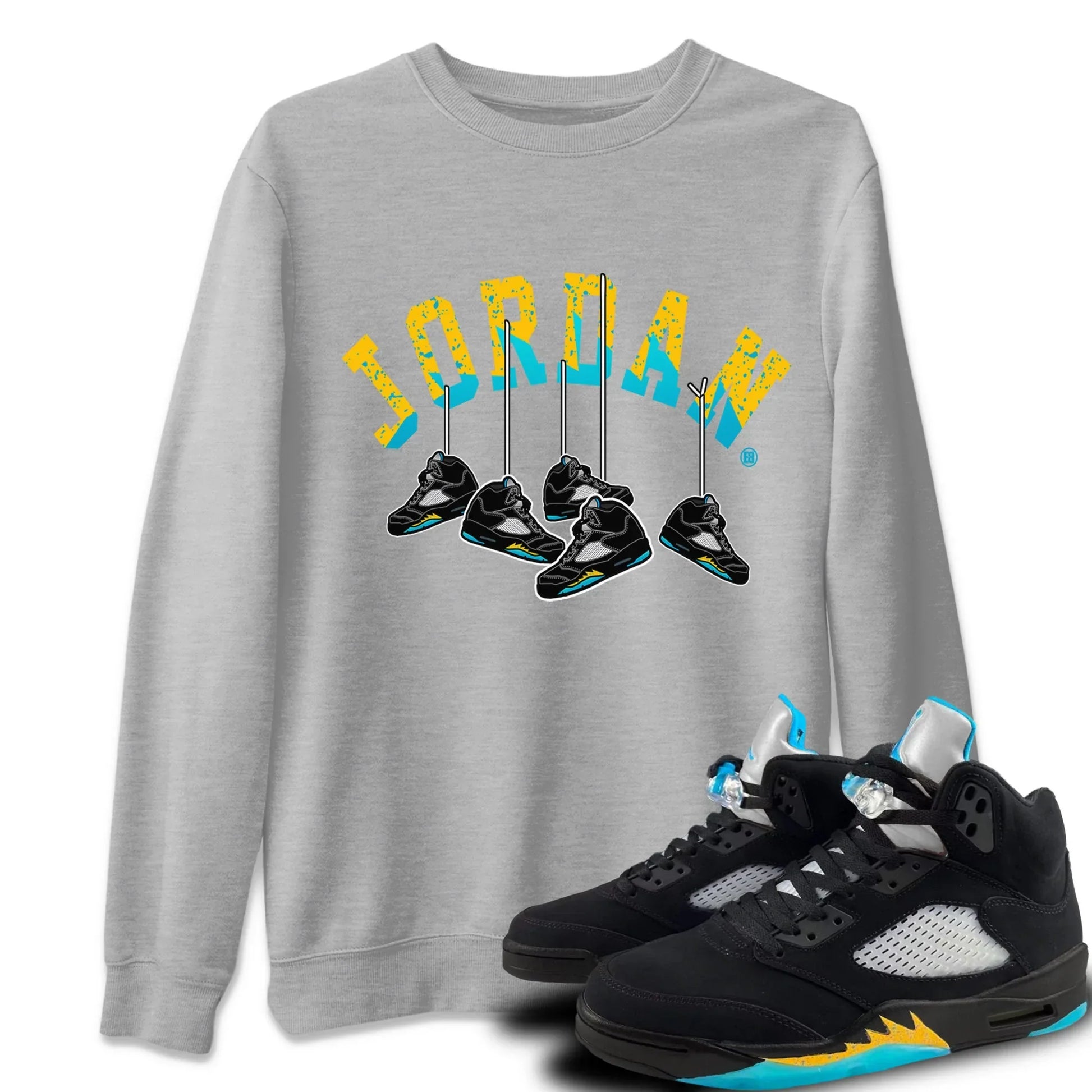 Hanging Sneakers Unisex Tops - Air Jordan 5 Aqua