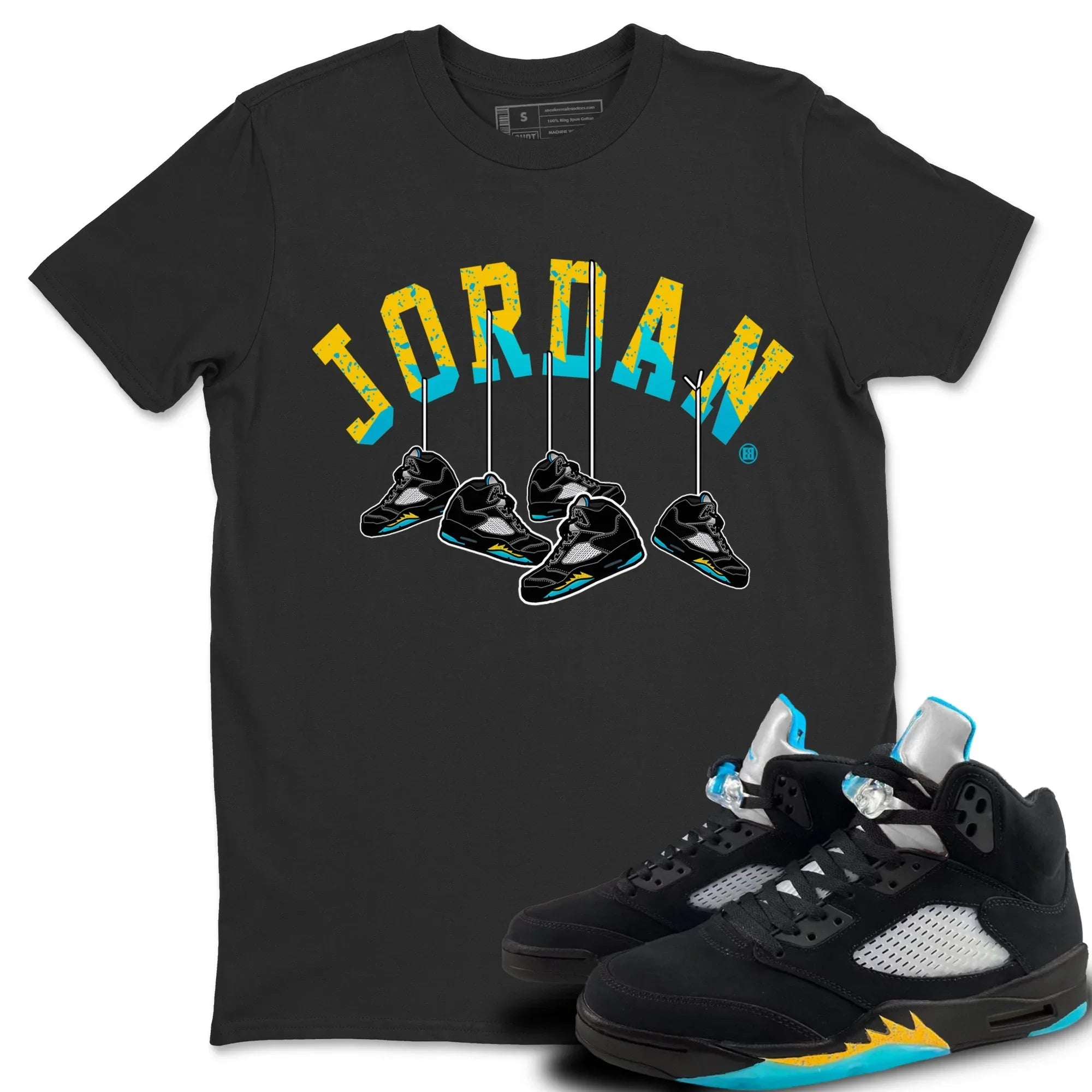 Hanging Sneakers Unisex Tops - Air Jordan 5 Aqua