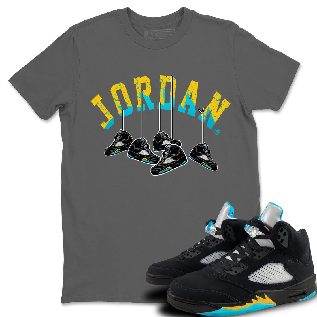 Hanging Sneakers Unisex Tops - Air Jordan 5 Aqua