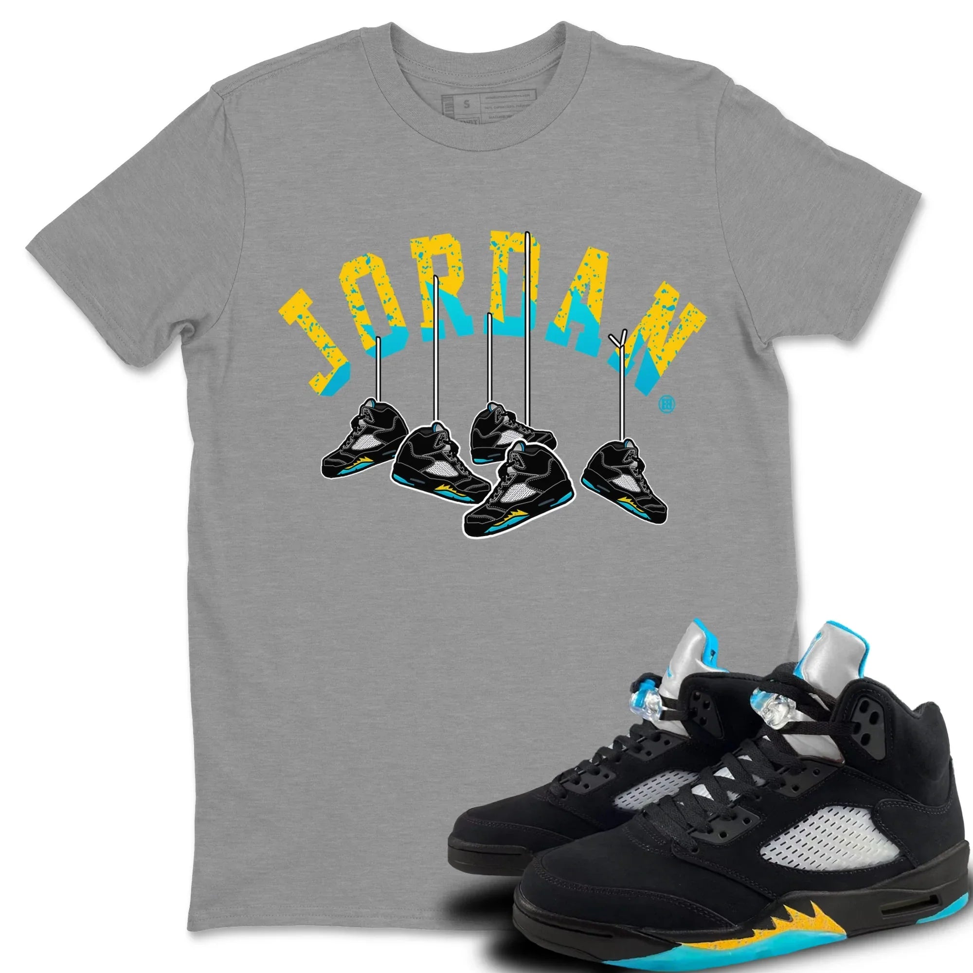 Hanging Sneakers Unisex Tops - Air Jordan 5 Aqua