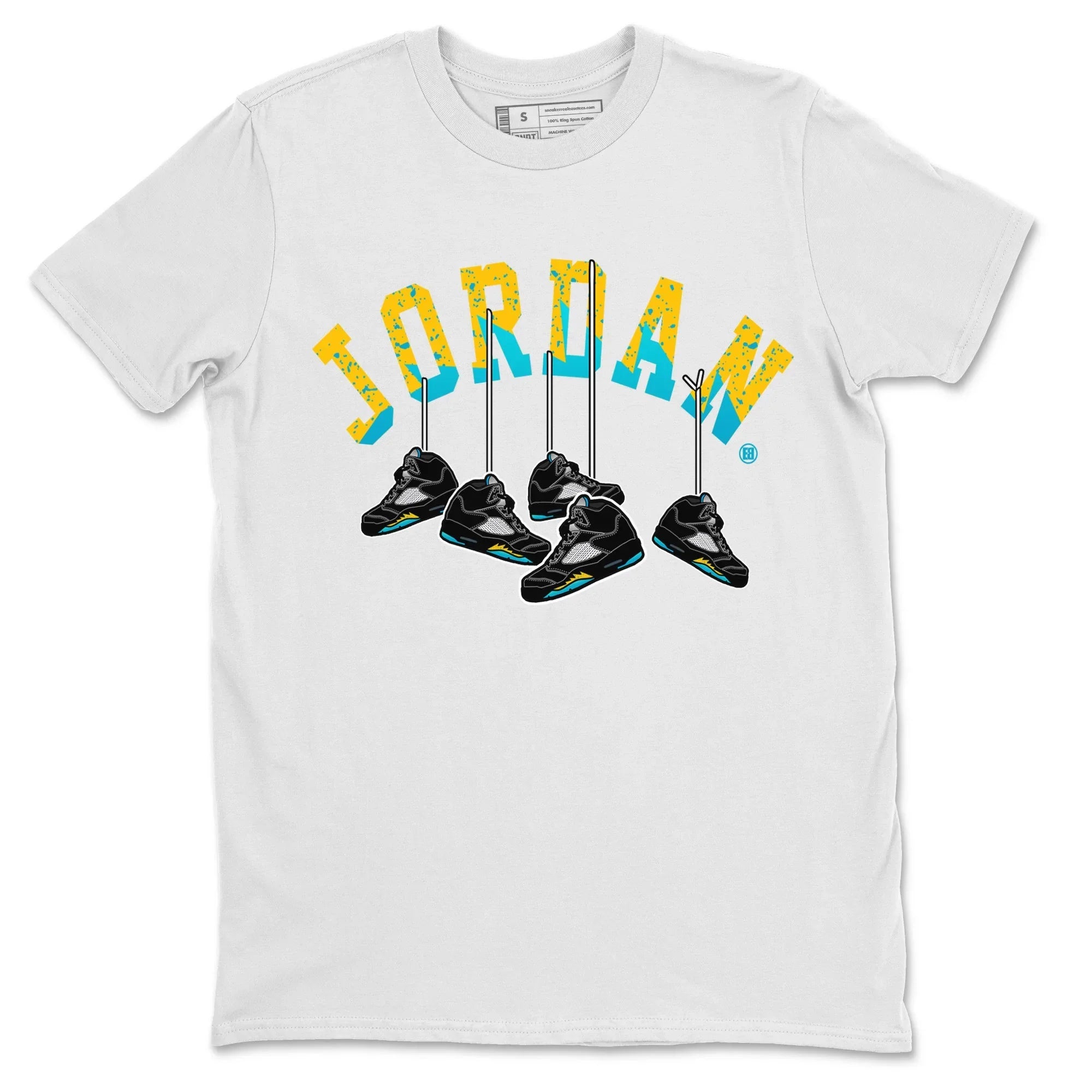 Hanging Sneakers Unisex Tops - Air Jordan 5 Aqua