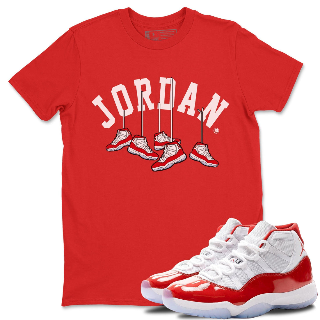 Hanging Sneakers Unisex Tops - Air Jordan 11 Cherry