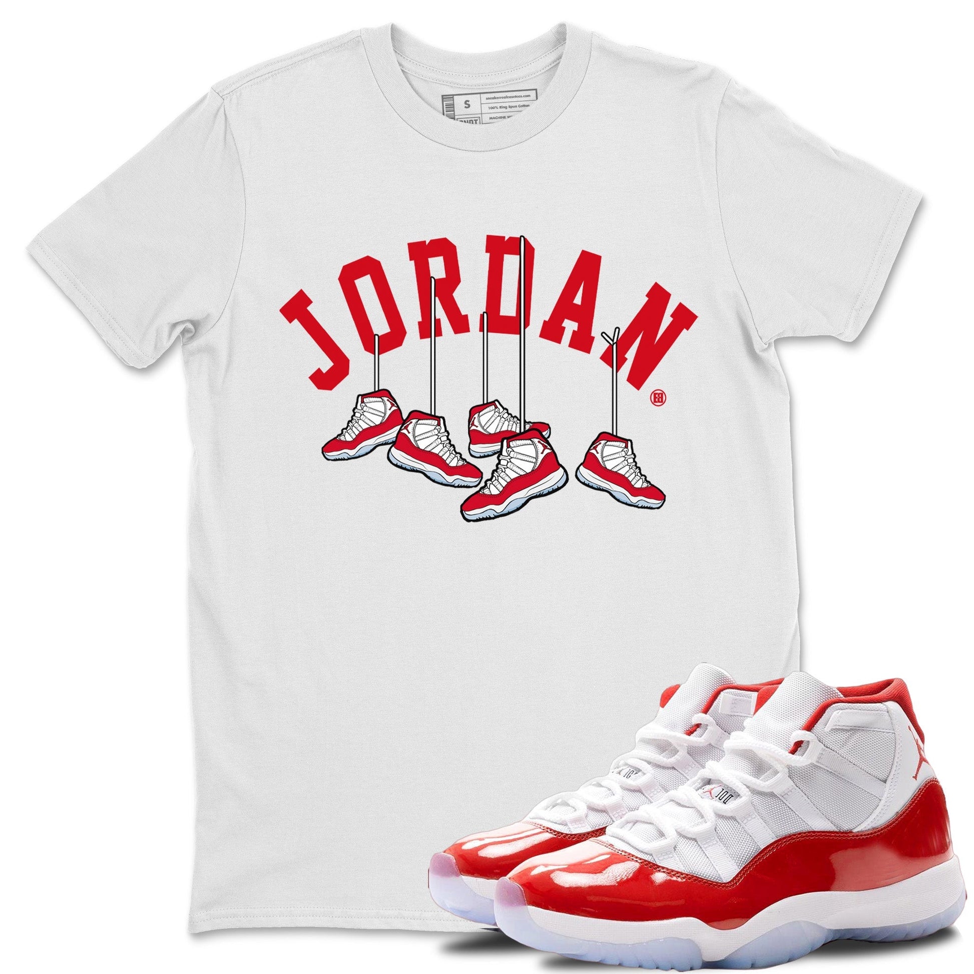 Hanging Sneakers Unisex Tops - Air Jordan 11 Cherry