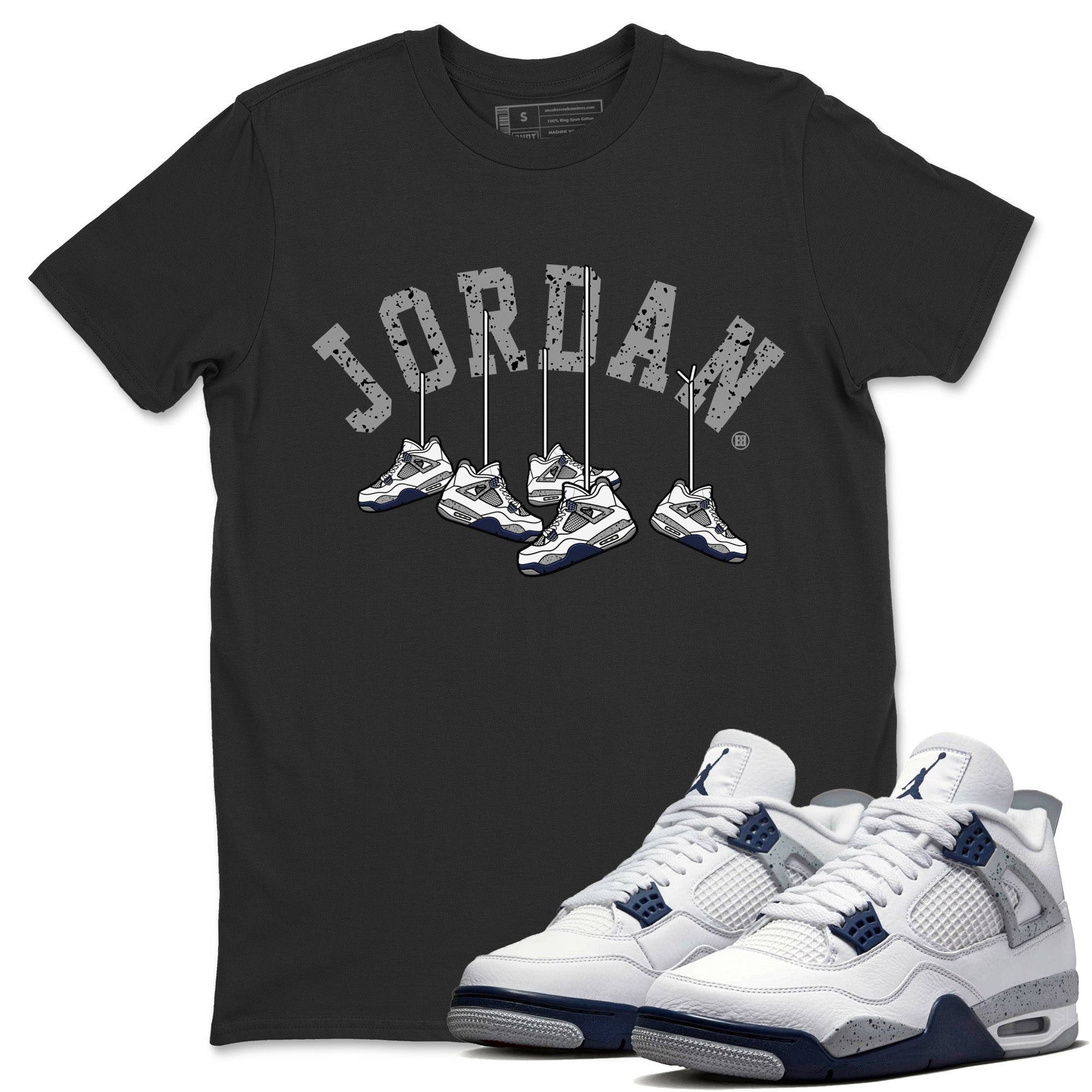 Hanging Sneakers Unisex Tops - Air Jordan 4 Midnight Navy