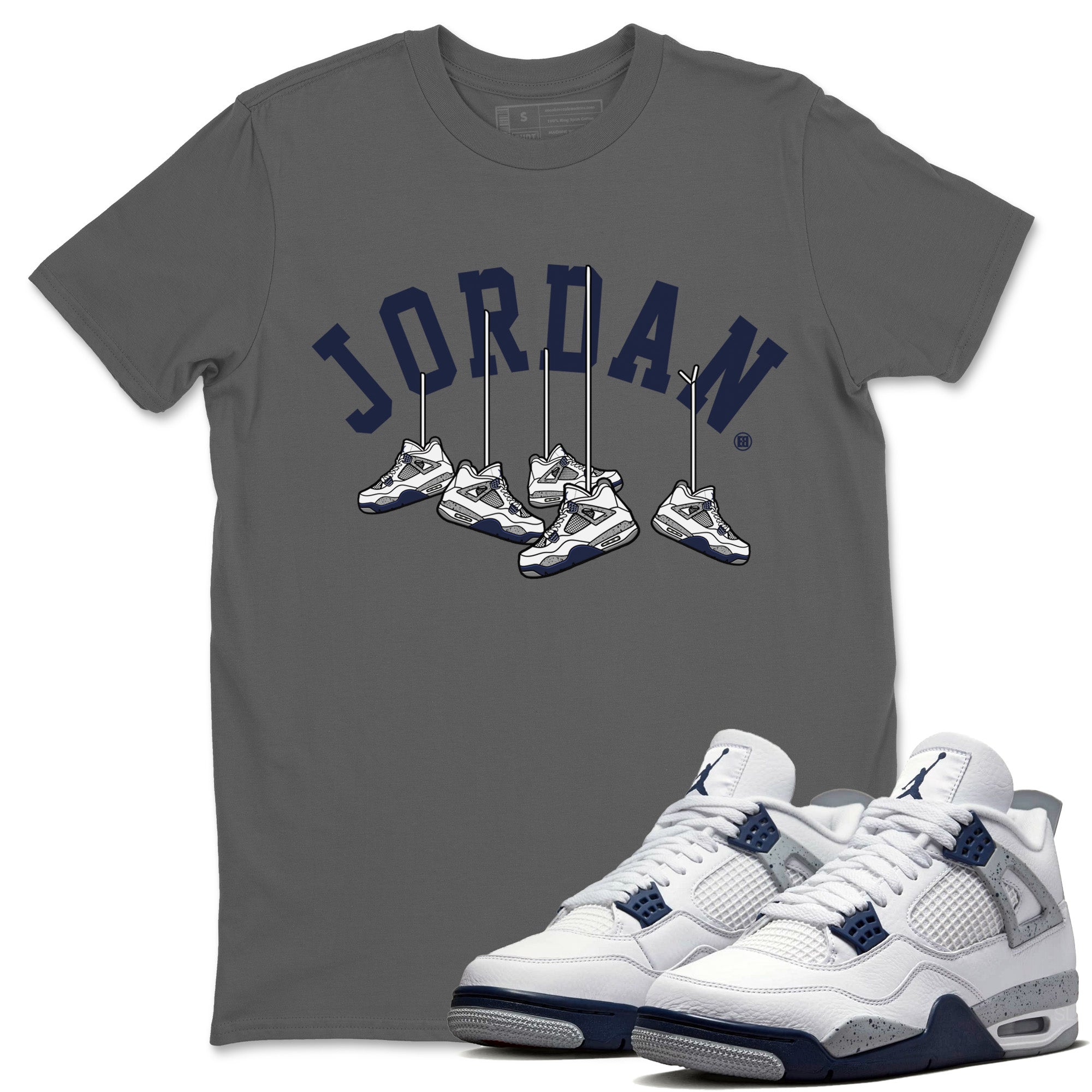 Hanging Sneakers Unisex Tops - Air Jordan 4 Midnight Navy