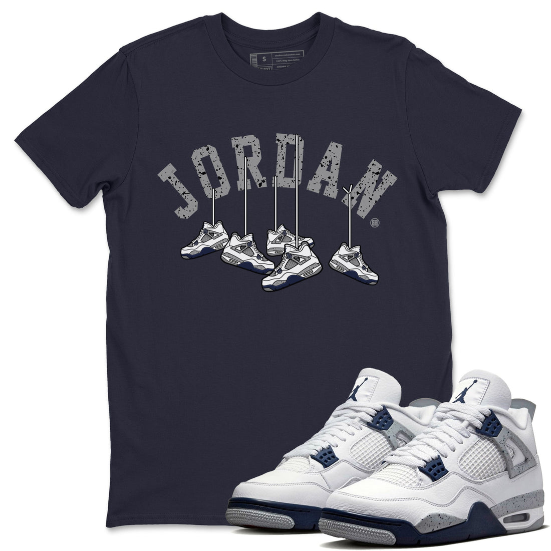 Hanging Sneakers Unisex Tops - Air Jordan 4 Midnight Navy