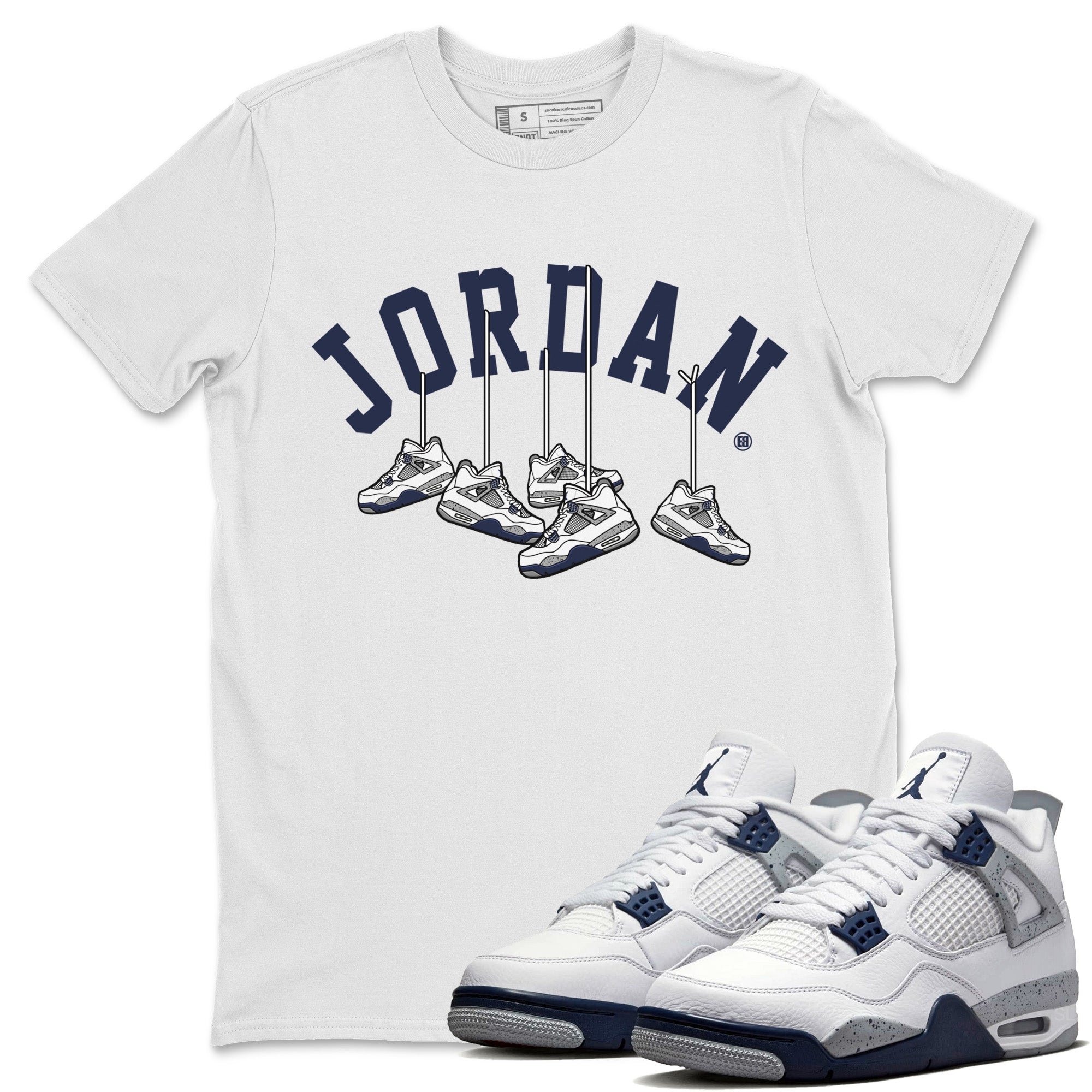 Hanging Sneakers Unisex Tops - Air Jordan 4 Midnight Navy