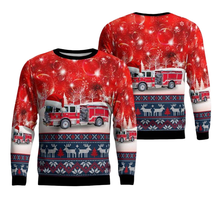 Hanover Virginia Hanover County Fire Emergency Medical Services Christmas Sweater 3D ? Usalast