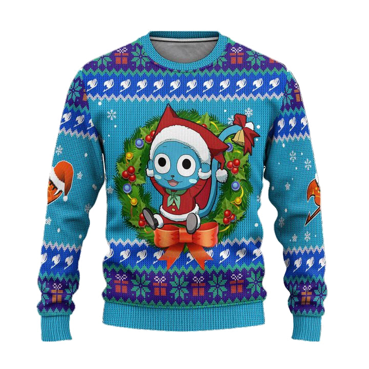 Happy Anime Ugly Christmas Sweater Custom Fairy Tail Xmas Gift ? Usalast