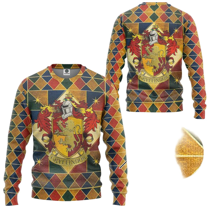 Harry Potter Gryffindor House Argyle Pattern Ugly Christmas Sweater ? Usalast