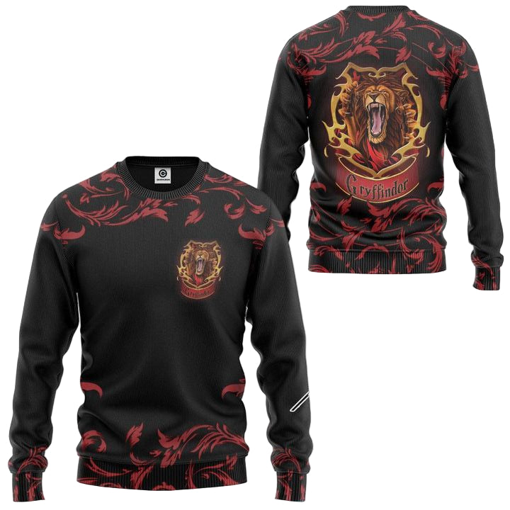 Harry Potter Gryffindor House Logo Paisley Pattern Ugly Christmas Sweater ? Usalast