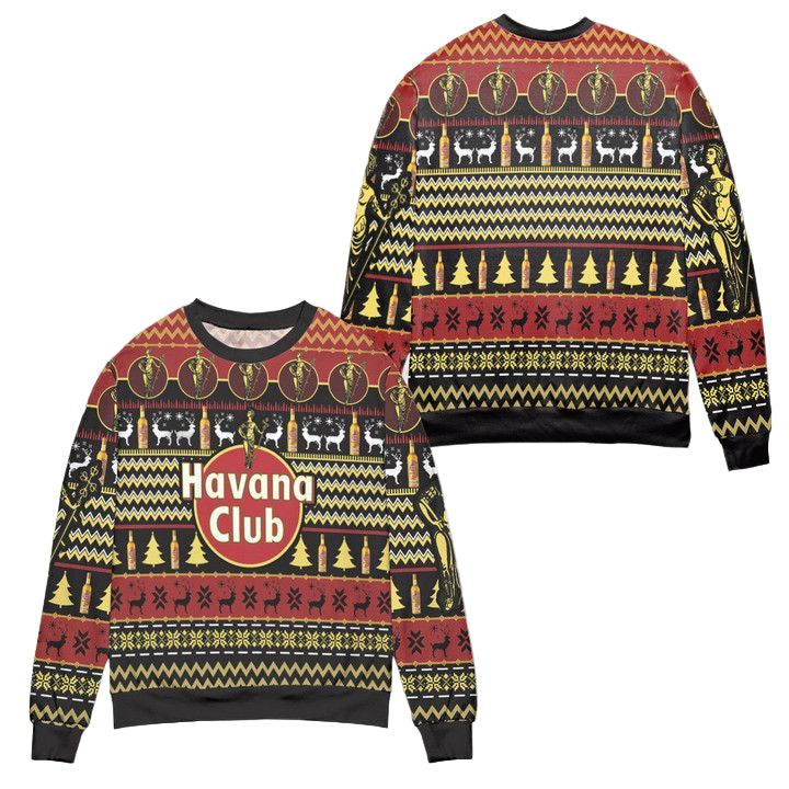 Havana Club Rum Pine Tree Reindeer Pattern Ugly Christmas Sweater ? Usalast