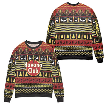 Havana Club Rum Pine Tree Reindeer Pattern Ugly Christmas Sweater ? Usalast
