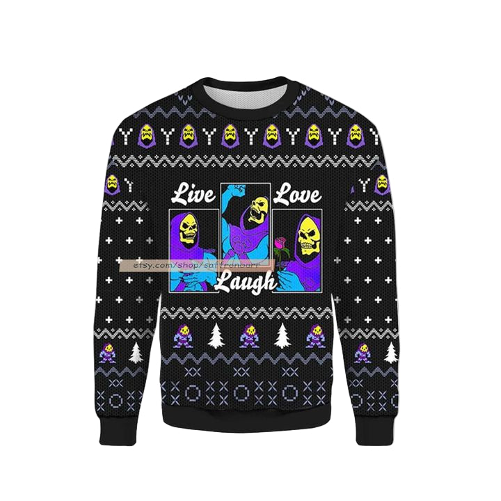 He man Live Love Laugh Ugly 3D Christmas Sweater ? Usalast