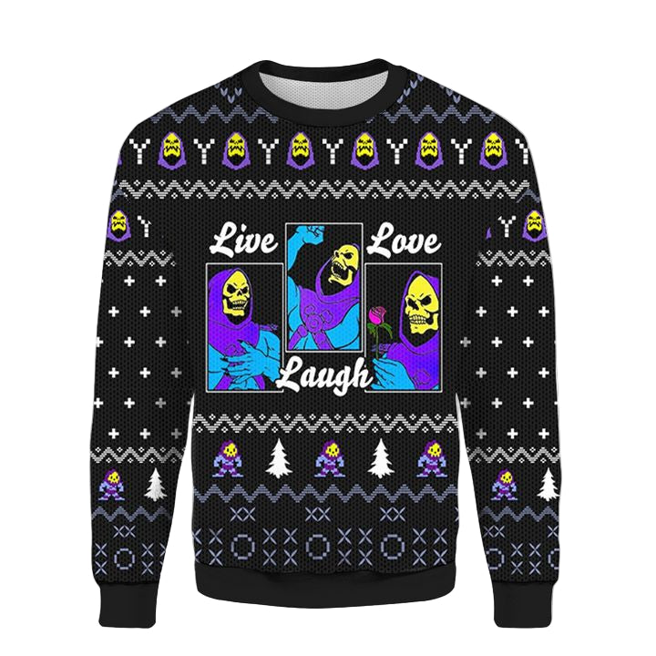 He man Live Love Laugh Ugly Christmas2022 Sweater ? Usalast