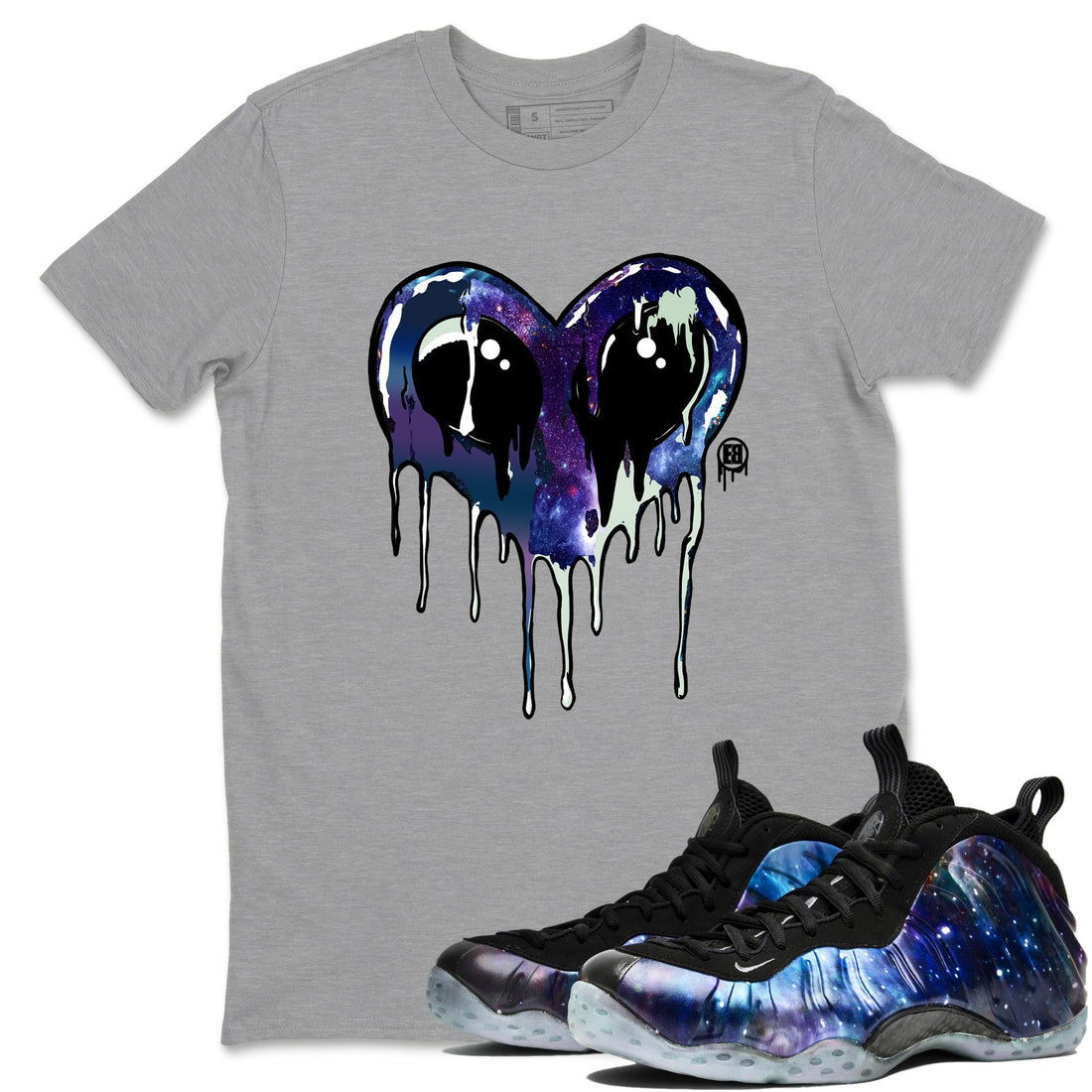 Heart Alien Sneaker Tees - Air Foamposite One Galaxy