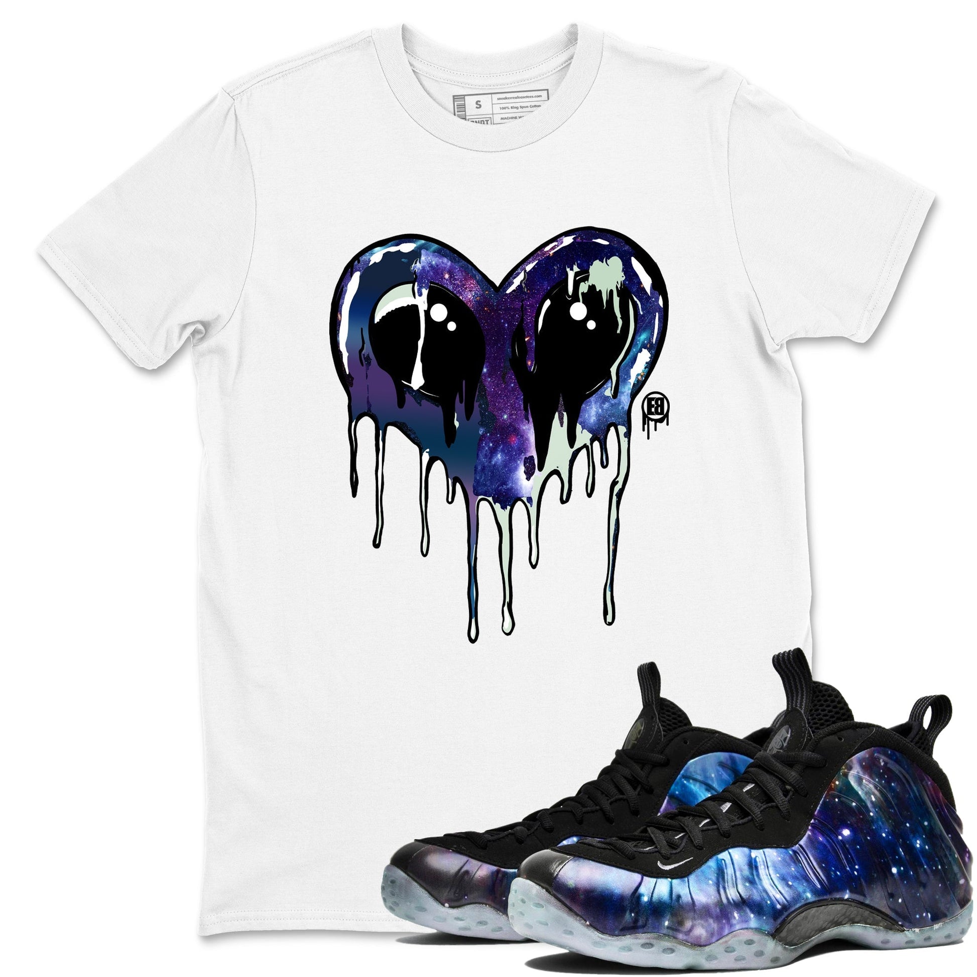 Heart Alien Sneaker Tees - Air Foamposite One Galaxy