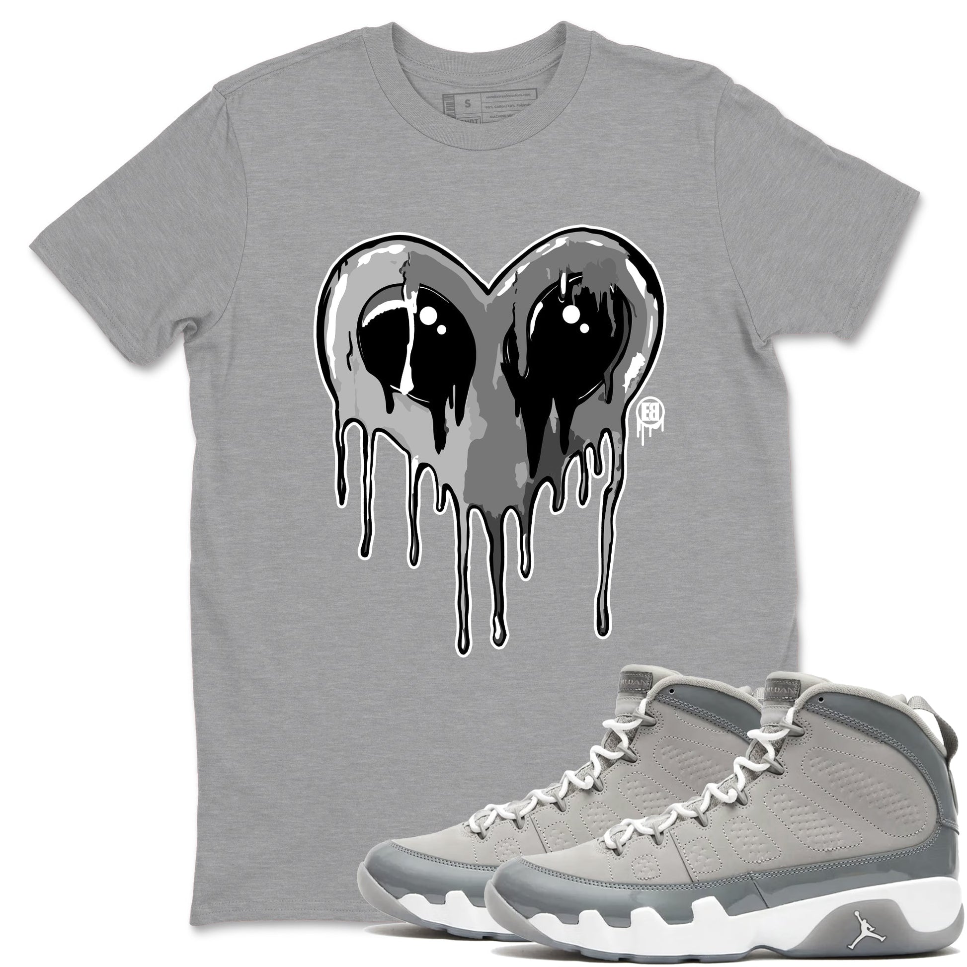 Heart Alien Sneaker Tees - Air Jordan 9 Cool Grey