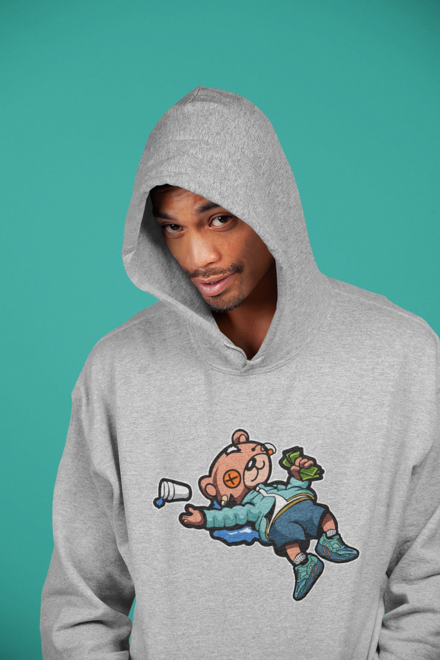 Drunk Teddy Bear Unisex Tops - Yeezy 700 Faded Azure