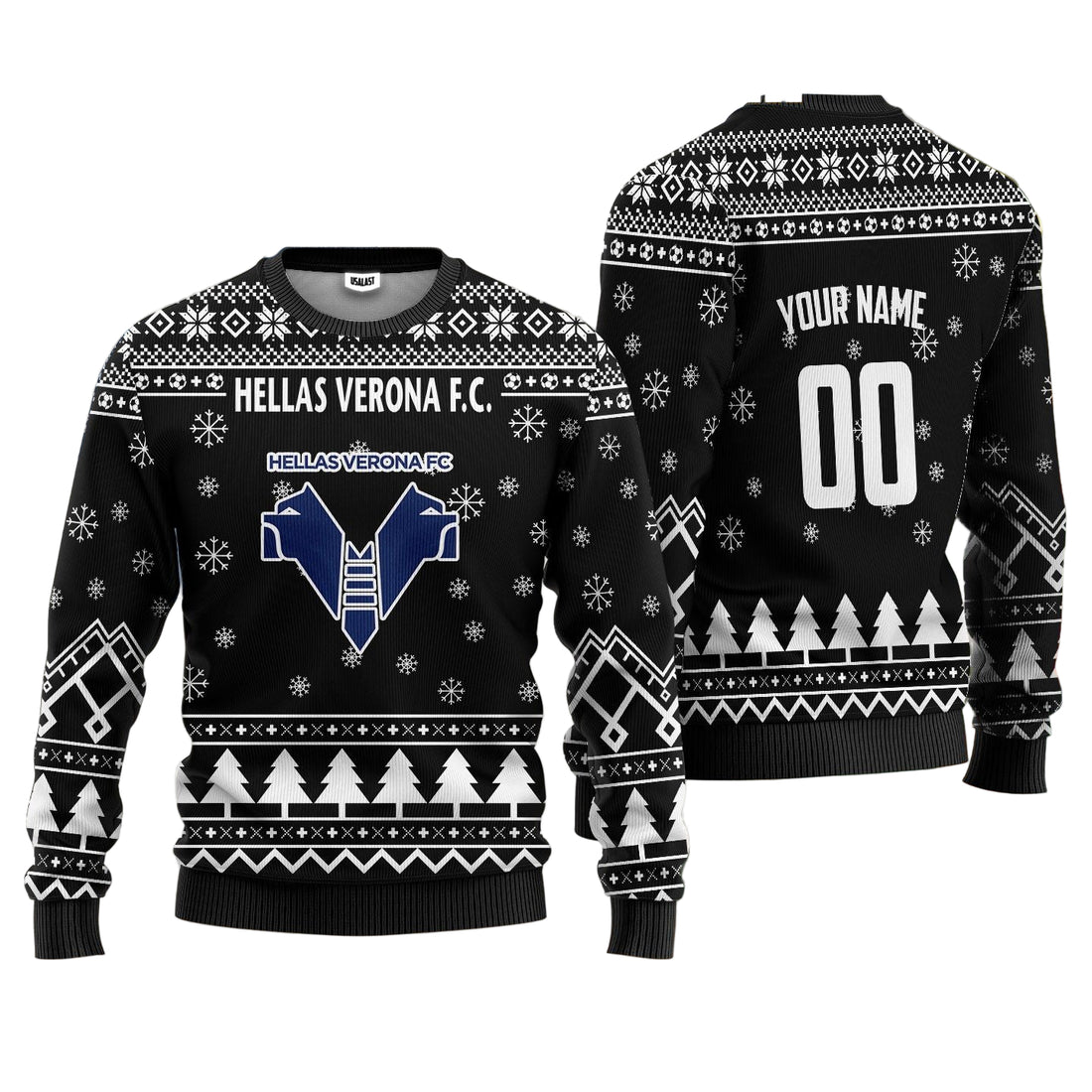 Hellas Verona FC Personalized Ugly Christmas Sweater Black Version ? Usalast