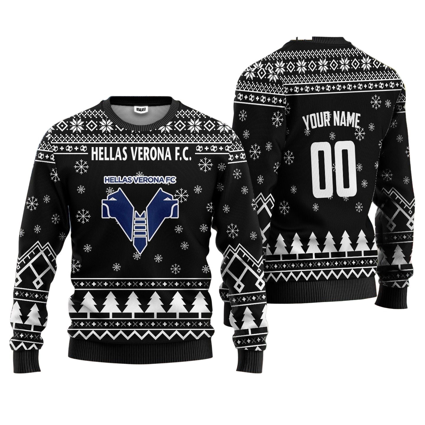 Hellas Verona FC Personalized Ugly Christmas Sweater Black Version ? Usalast