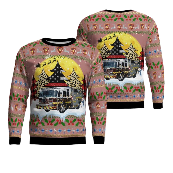 Highlands County Fire Rescue Christmas AOP Sweater ? Usalast