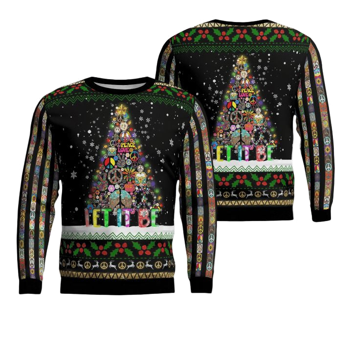 Hippie Let It Be Christmas AOP Sweater ? Usalast