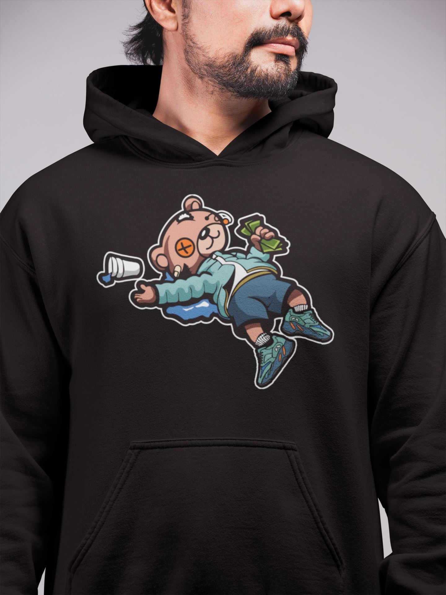 Drunk Teddy Bear Unisex Tops - Yeezy 700 Faded Azure
