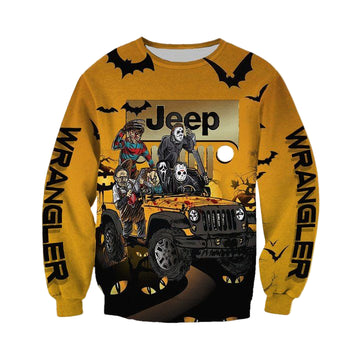 Horor Characters Drive Jeep Halloween 3D Sweater ? Usalast