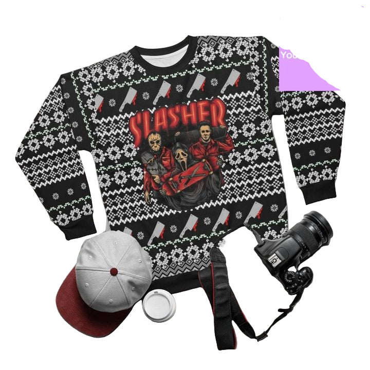 Horror Lover Slasher Funny Thanksgiving Day Fall 3d Ugly Christmas Sweater ? Usalast