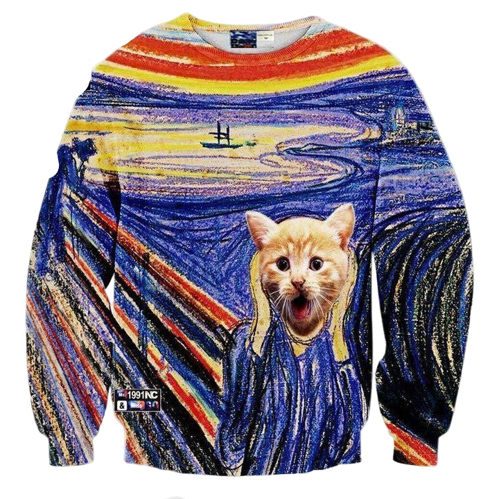 Hot Model Men Women Hoodies Funny Print Animals Cat Colorful Striped 3D Sweaters Autumn Tops Sh5510 ? Usalast