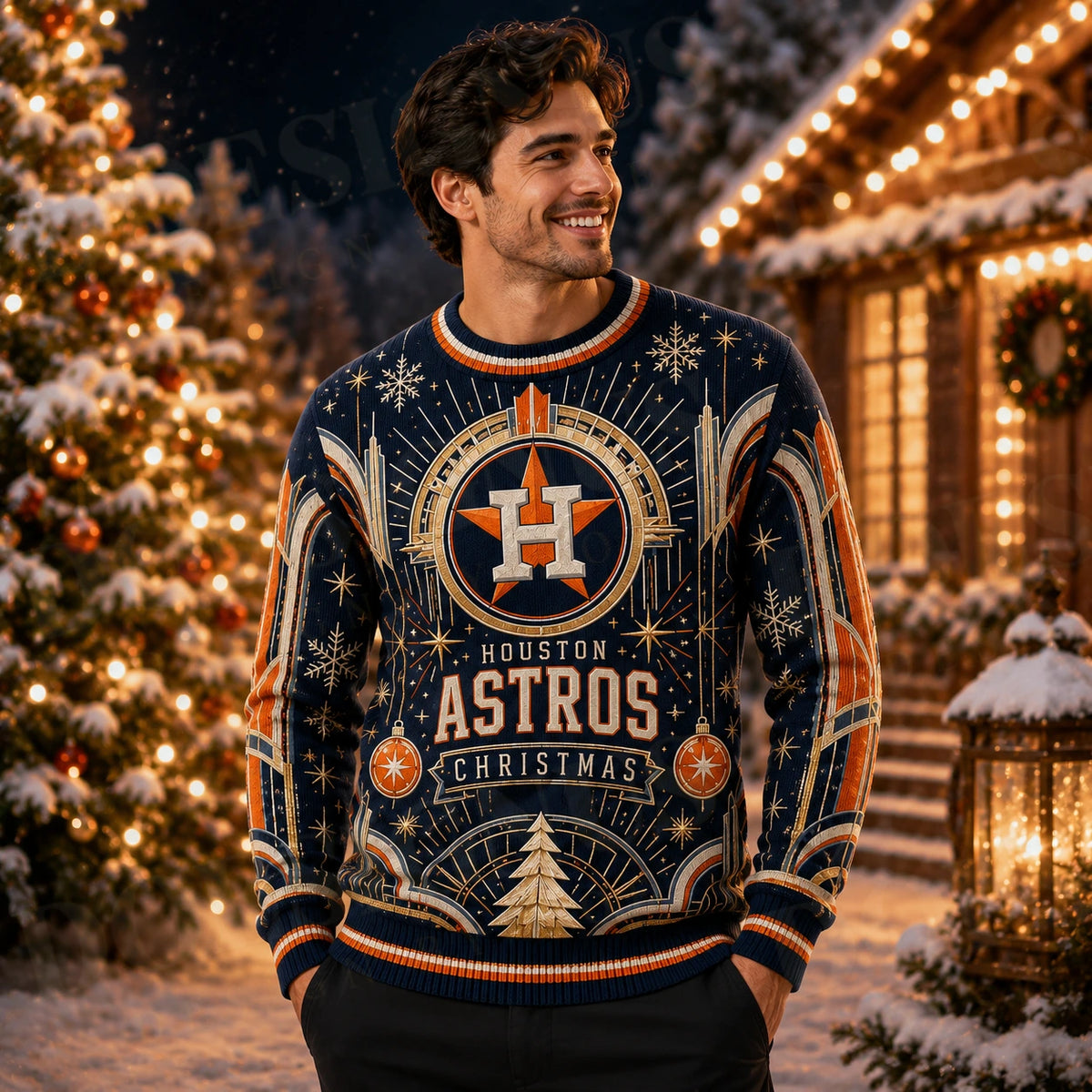 Custom Name And Number Houston Astros Neo Christmas Ugly Sweater 2026