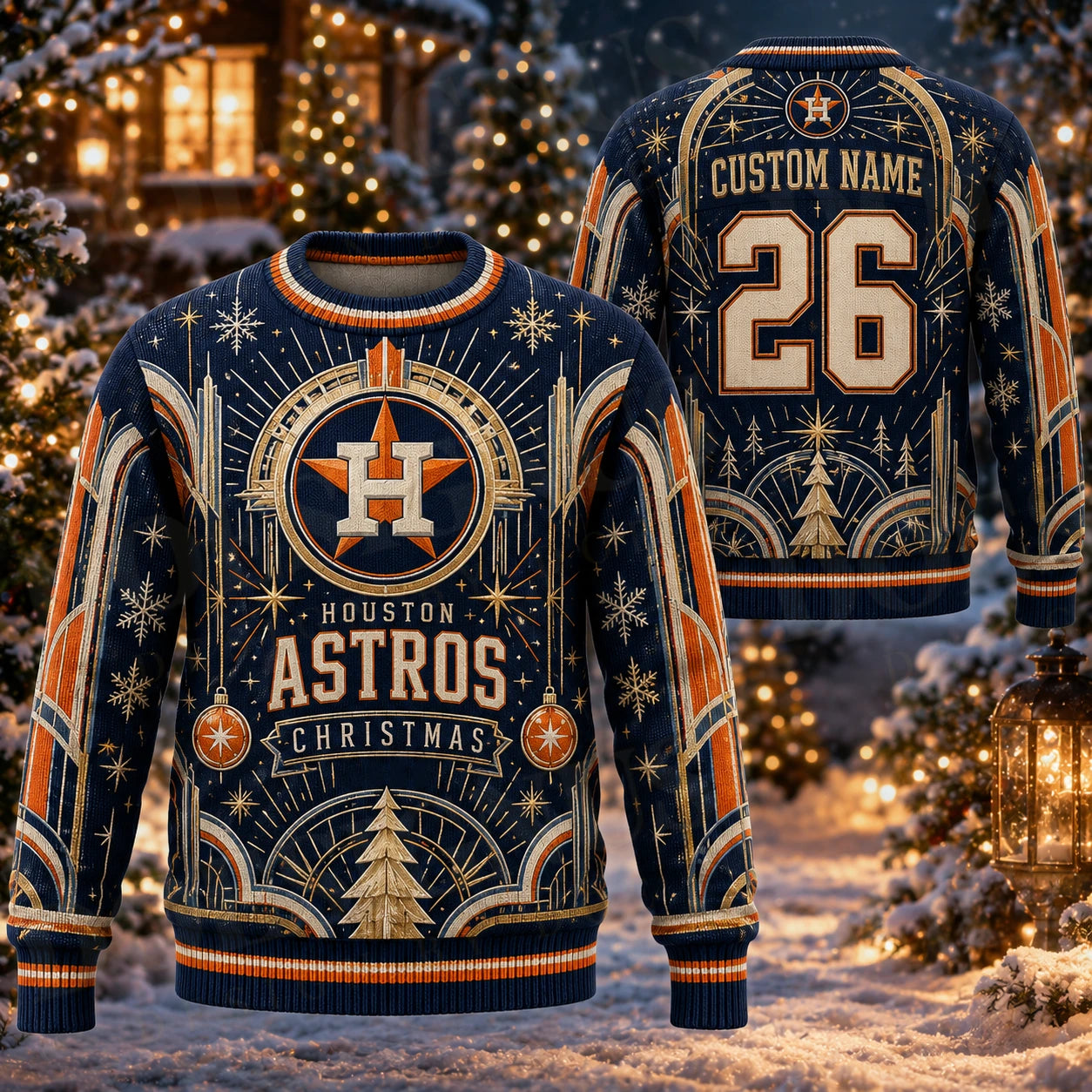Custom Name And Number Houston Astros Neo Christmas Ugly Sweater 2026