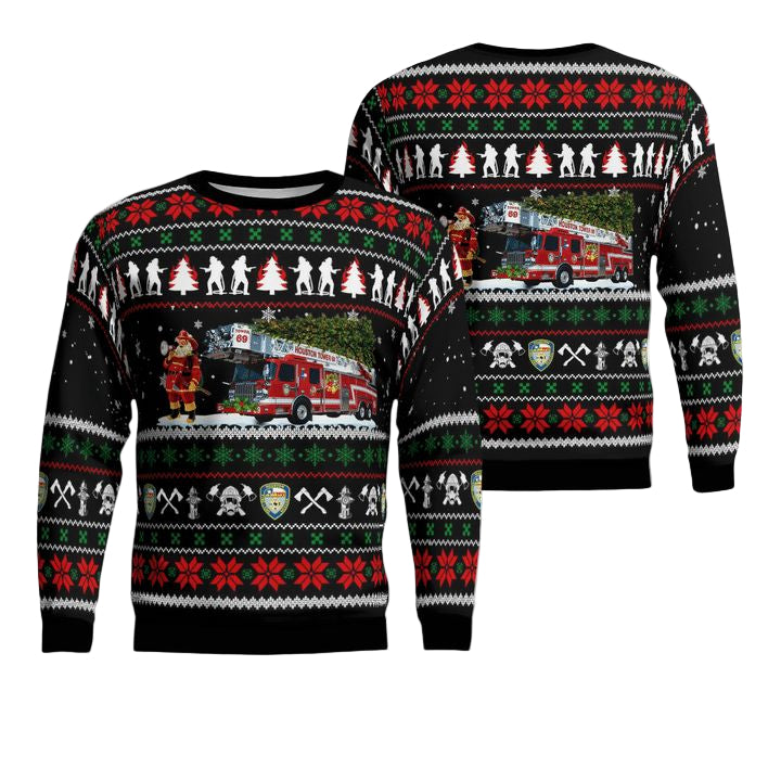 Houston Fire Department Christmas AOP Sweater ? CD31 ? Usalast