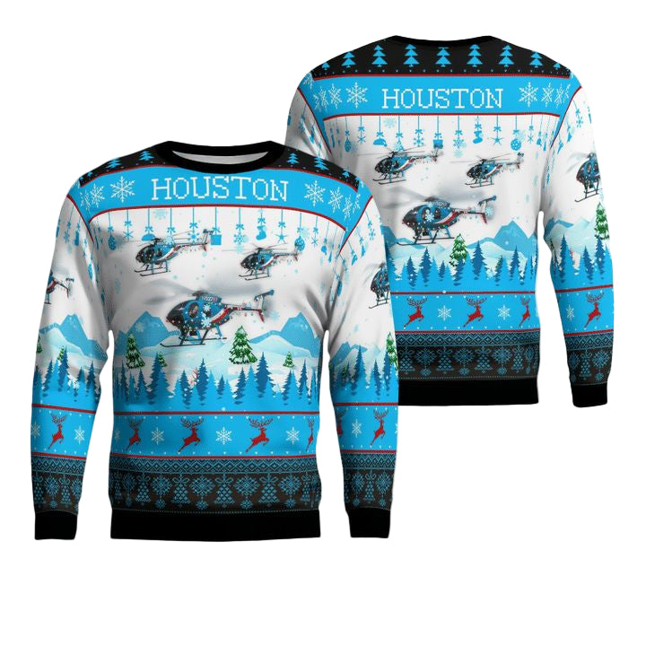 Houston Police Helicopter 78F N5278F Christmas AOP Sweater ? Usalast
