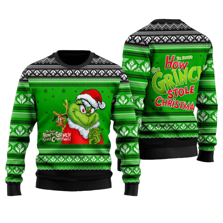 How Grinch Stole Christmas 3D Faux Wool Ugly Sweater ? Usalast