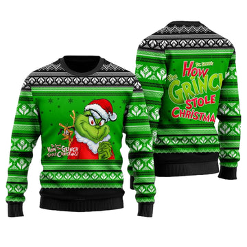 How Grinch Stole Christmas 3D Faux Wool Ugly Sweater ? Usalast