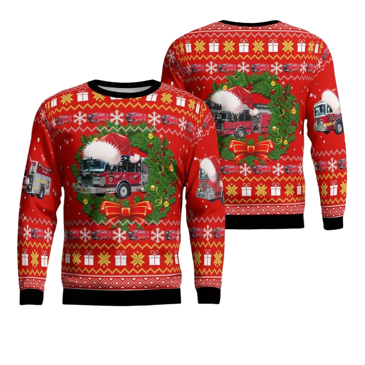 Hudson New York City of Hudson Fire Department Christmas Sweater 3D ? PH91 ? Usalast
