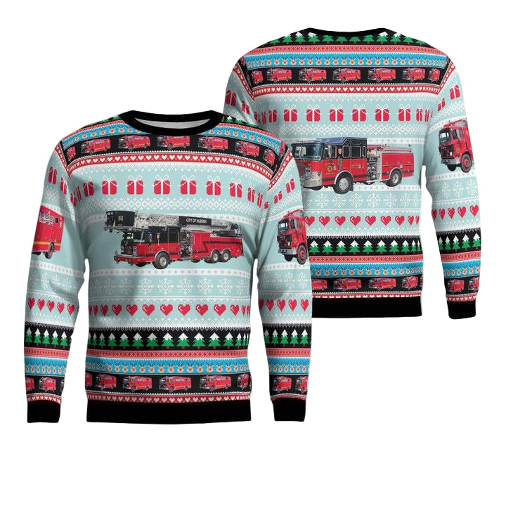 Hudson New York City of Hudson Fire Department Christmas Sweater 3D ? Usalast